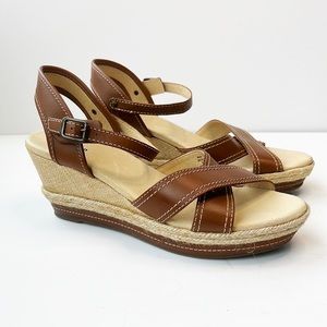 NWOT L.L. Bean Leather Wedge Sandals